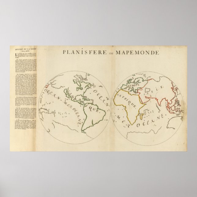 Póster Mapa mundial de 4 partes (Frente)