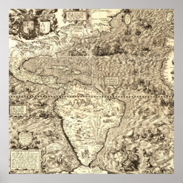 Póster Mapa Mundial de América por Diego Gutiérrez