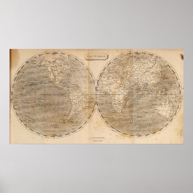 Póster Mapa mundial de Arrowsmith (Frente)