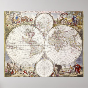 Póster Mapa mundial de Atlas Maior