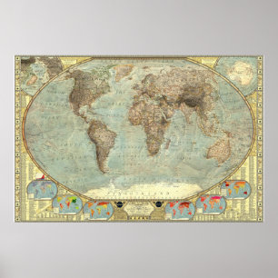 Póster Mapa mundial de estereotipos