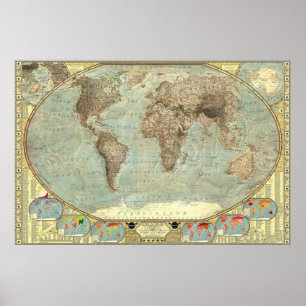 Póster Mapa mundial de estereotipos