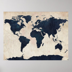 Póster Mapa mundial de la marina afectada