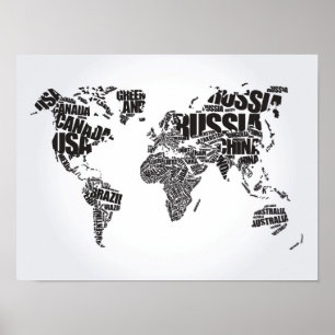 Póster Mapa mundial de la tipografía