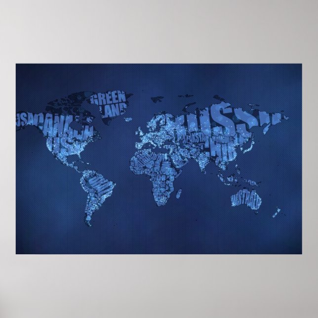 Póster Mapa Mundial de la Tipografía (Noche) (Frente)