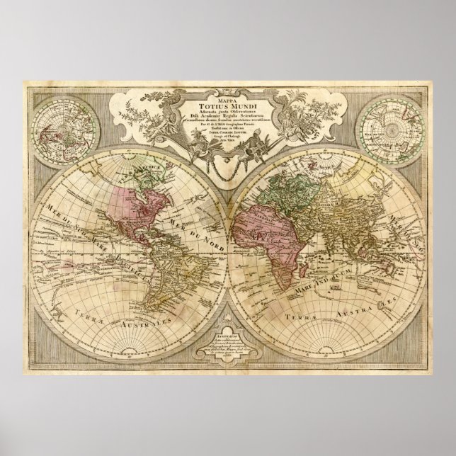 Póster Mapa mundial de Mappa Totius Mundi (1775) (Frente)