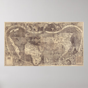 Póster Mapa mundial de Martin Waldseemuller de 1507