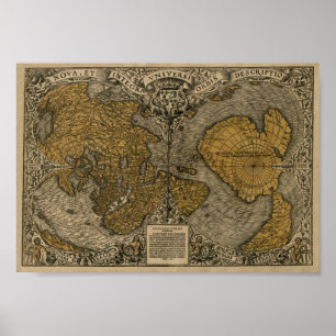 Póster Mapa mundial de Oronce Fine 1531