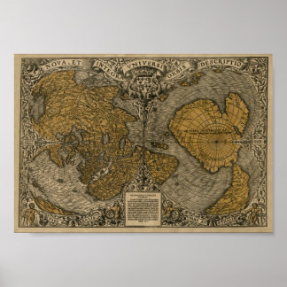 Póster Mapa mundial de Oronce Fine 1531