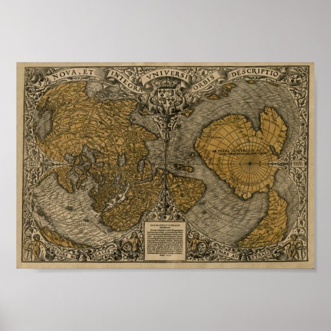 Póster Mapa mundial de Oronce Fine 1531 (Frente)