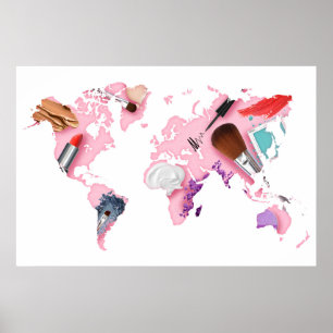 Póster Mapa mundial de Pastel Comestics