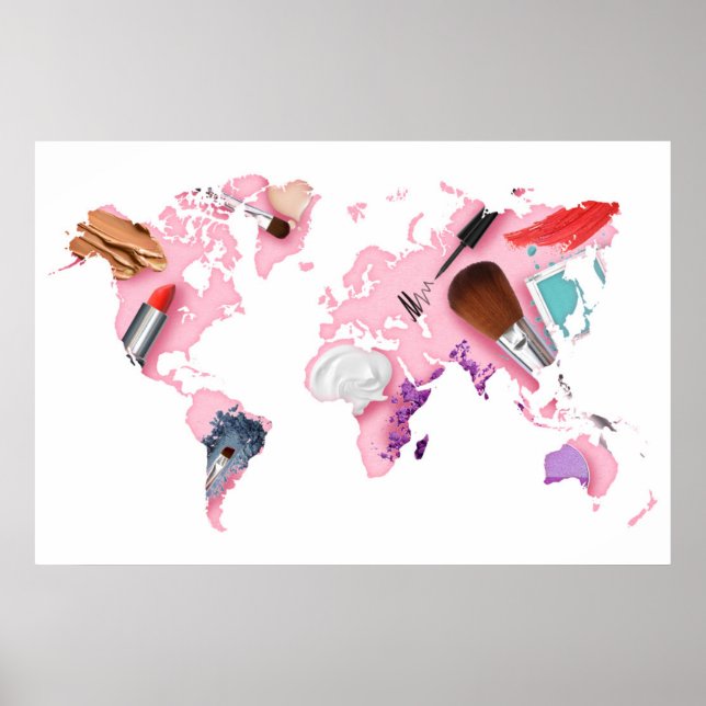 Póster Mapa mundial de Pastel Comestics (Frente)