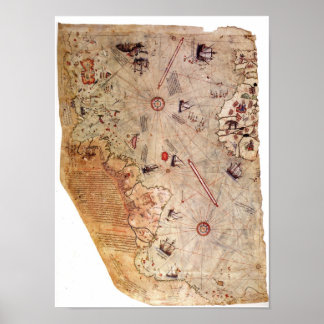 Póster Mapa mundial de Piri Reis