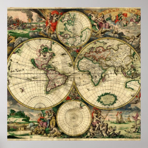 Póster Mapa Mundial de Regalos de 1689