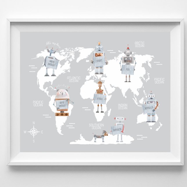 Póster Mapa Mundial de Robots, Mapa Mundial Habitación de (Subido por el creador)