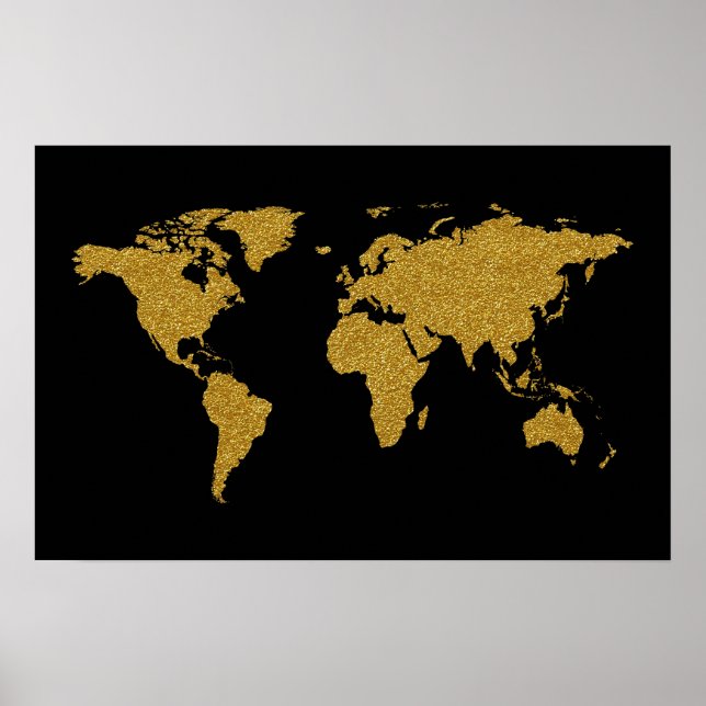 Póster mapa mundial de viajes dorados (Frente)