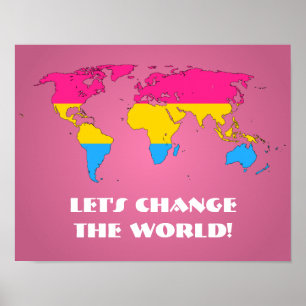 Póster Mapa mundial del orgullo pansexual