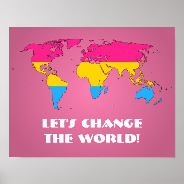 Póster Mapa mundial del orgullo pansexual (Frente)