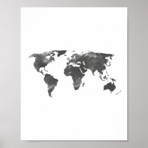 Póster Mapa Mundial En Gris, Los Mapas Del Mundo _1