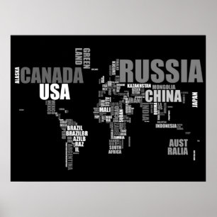 Póster Mapa mundial en palabras
