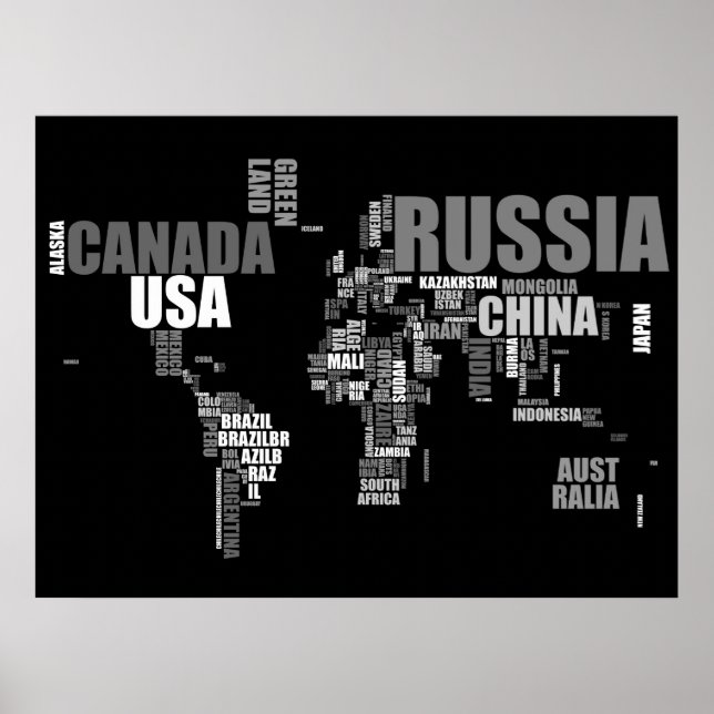 Póster Mapa mundial en palabras (Frente)