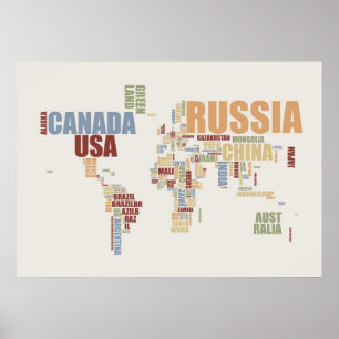 Póster Mapa mundial en palabras