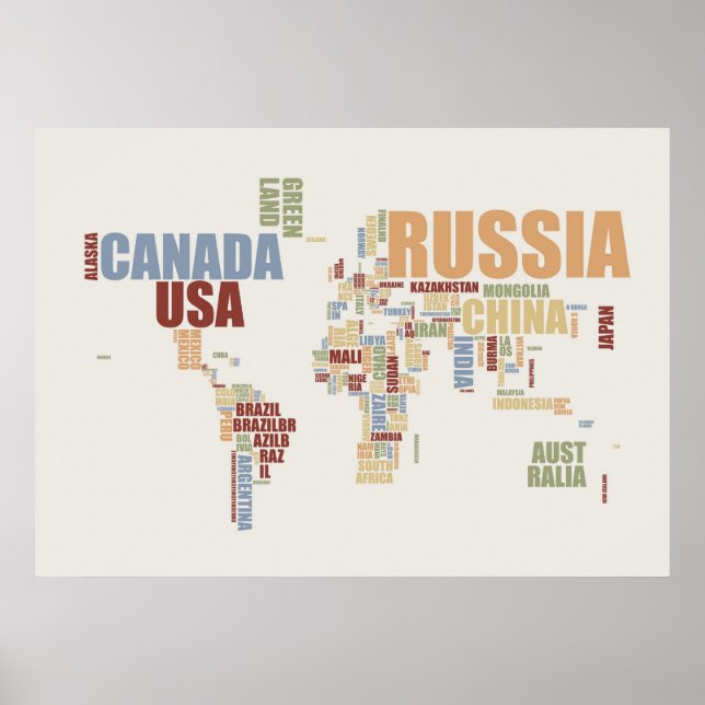 Póster Mapa mundial en palabras (Frente)