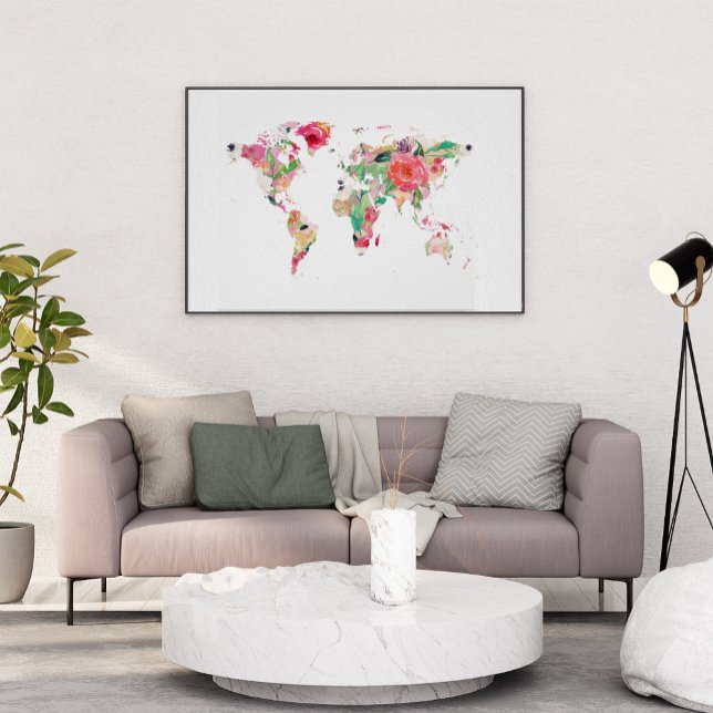 PÓSTER MAPA MUNDIAL FLORAL (Subido por el creador)