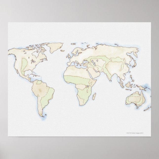 Póster Mapa mundial ilustrado 2 (Frente)