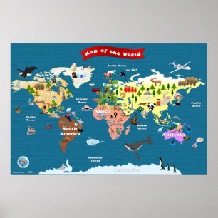 Póster Mapa Mundial para Niños - Exploremos