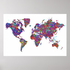 Póster Mapa Mundial, Pintura de Acción