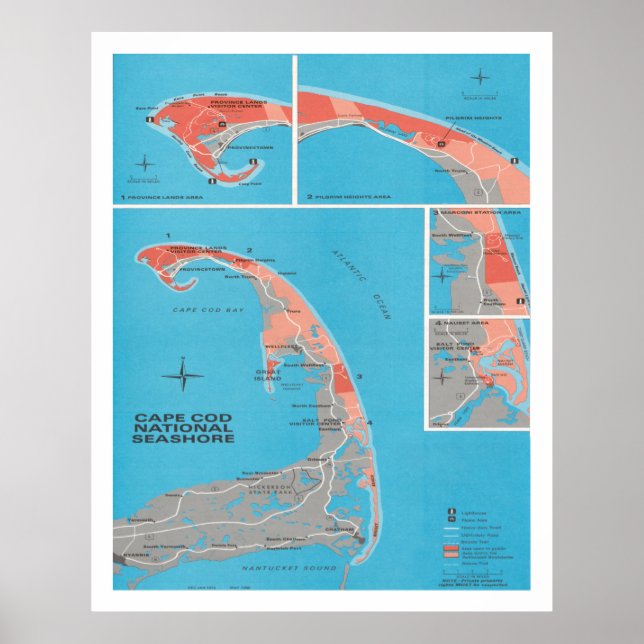 Póster Mapa nacional de la costa del viejo Cape Cod (1968 (Frente)