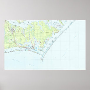 Póster Mapa nacional de la costa y la ciudad de Morehead