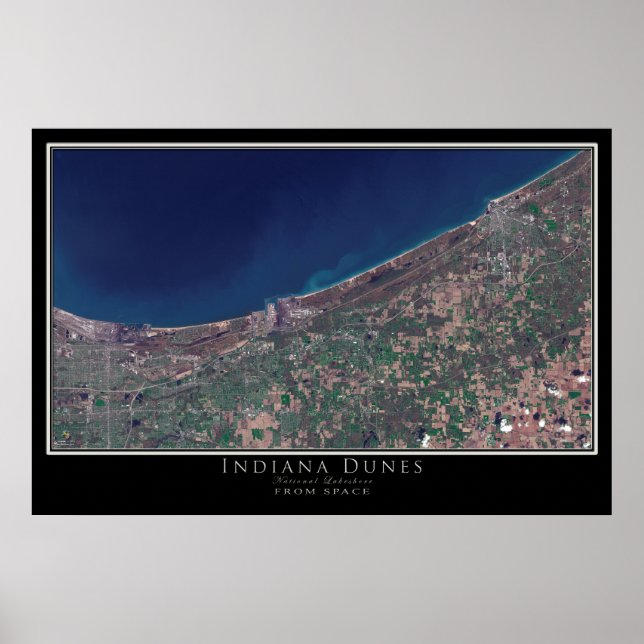Póster Mapa nacional de satélites de Indiana Dunes Lakesh (Frente)
