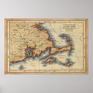 Póster Mapa Náutico de Cape Cod