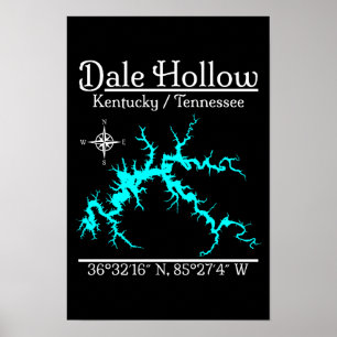 Póster Mapa Náutico del Lago Dale Hollow Kentucky Tenness