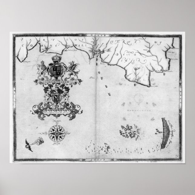Póster Mapa No.4 Mostrando la ruta de la flota Armada (Frente)