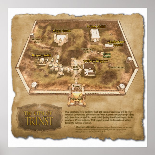 Póster Mapa oficial de la ciudad de Trinidad (Frente)