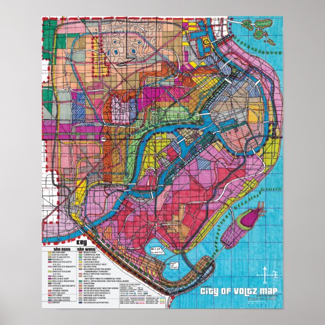 Póster Mapa oficial de la ciudad de Voltz (Frente)