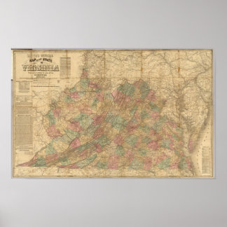 Póster Mapa oficial de Lloyd del estado de Virginia