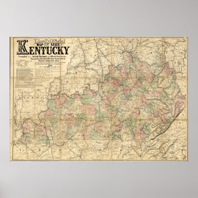 Póster Mapa oficial de Llyod, estado de Kentucky, alreded (Frente)