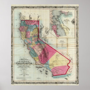 Póster Mapa oficial del estado de California