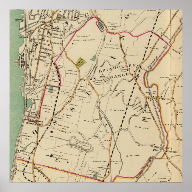 Póster Mapa, Ossining, Westchester, 1908 (Frente)