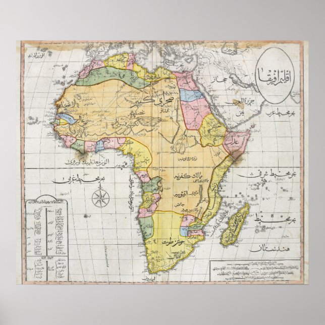 Póster Mapa otomano de África (1803) (Frente)