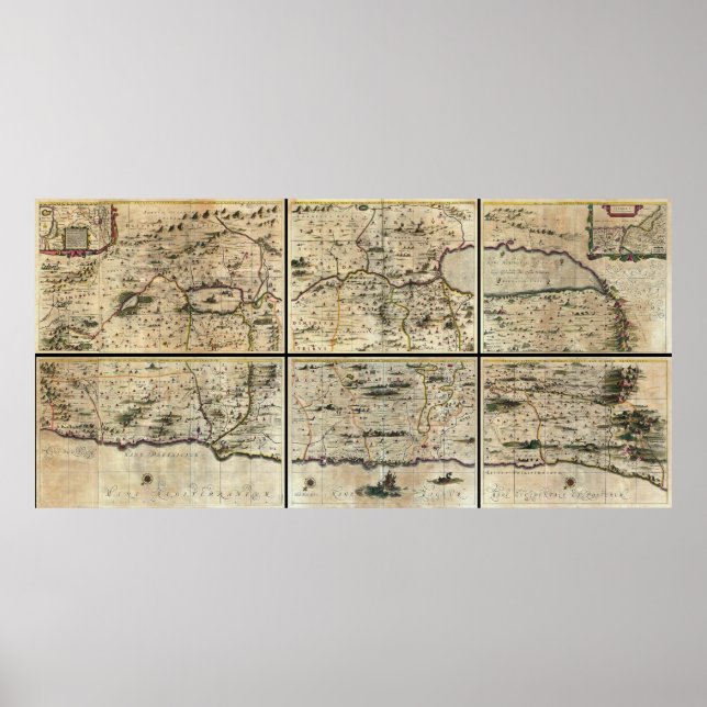 Póster Mapa palestino de la Tierra Santa de Israel de Jan (Frente)