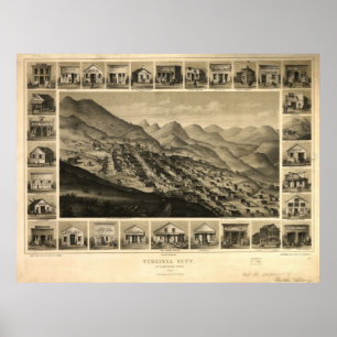 Póster Mapa panorámico 1861 de la opinión de ojo de