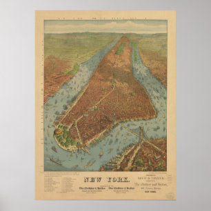 Póster Mapa panorámico 1879 de la opinión de ojo de