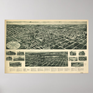 Póster Mapa panorámico 1924 de la opinión de ojo de