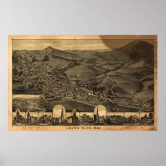 Póster Mapa Panorámico Antiguo de Adams Massachusetts 188