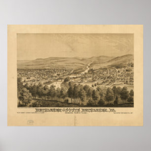 Póster Mapa panorámico antiguo de Belén Pennsylvania 1877